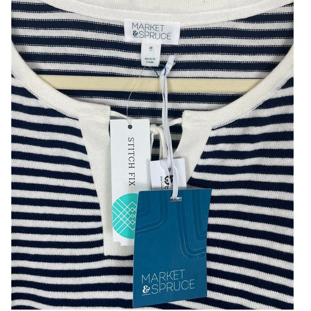 Market & Spruce Leila Split Neck tassel Pullover Sweater Size 2X NEW WITH TAGS - Picture 6 of 8